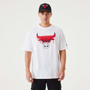 Camiseta New Era Chicago NBA Drip Logo Bulls Blancos | QF9508124