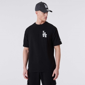 Camiseta New Era La Dodgers MLB League Essentials Oversized Negros | UA7891230