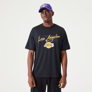 Camiseta New Era La Lakers NBA Script Oversized Negros | PZ9315487