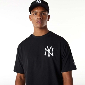 Camiseta New Era New York Yankees MLB Big Logo Oversized Negros | BR9518372