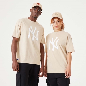 Camiseta New Era New York Yankees MLB League Essential Oversized Creme | LX3860495