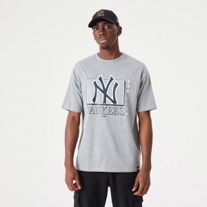 Camiseta New Era New York Yankees MLB Team Wordmark Oversized Grises | LJ6932785