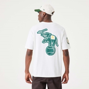 Camiseta New Era Oakland Athletics MLB Heritage Open Oversized Blancos | DY9384127