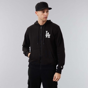 Sudadera Con Capucha New Era La Dodgers MLB League Essential Zip Negros | WU1765304