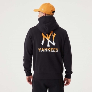 Sudadera Con Capucha New Era New York Yankees MLB Drip Logo Pullover Negros | CD0982351