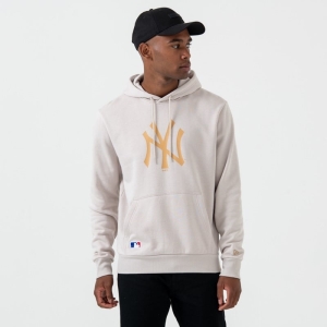 Sudadera Con Capucha New Era New York Yankees Logo Pullover Creme | OD7219608