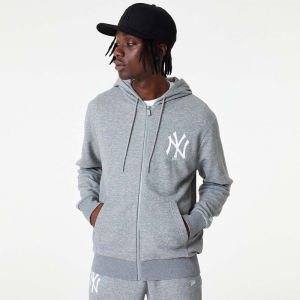 Sudadera Con Capucha New Era New York Yankees MLB League Essential Medium Full-zip Grises | TU1608245